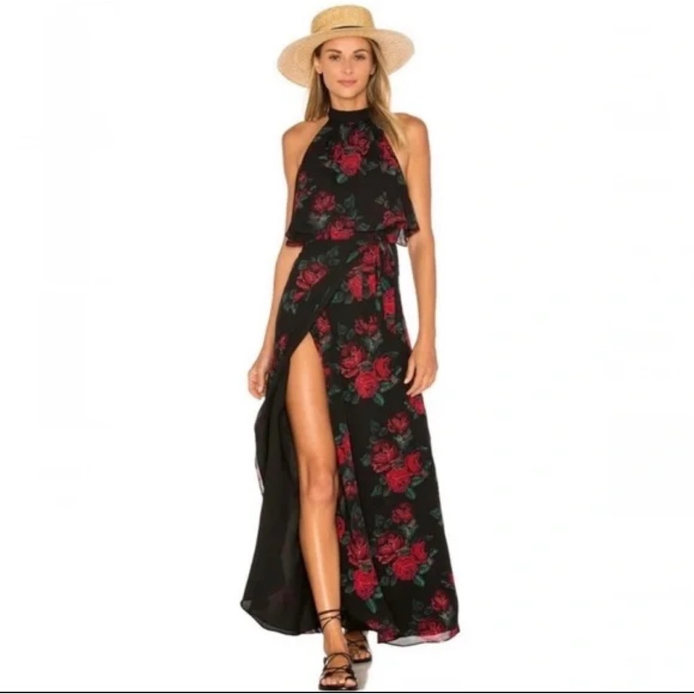 Lovers + Friends Revolve Golden Ray Rose maxi dress